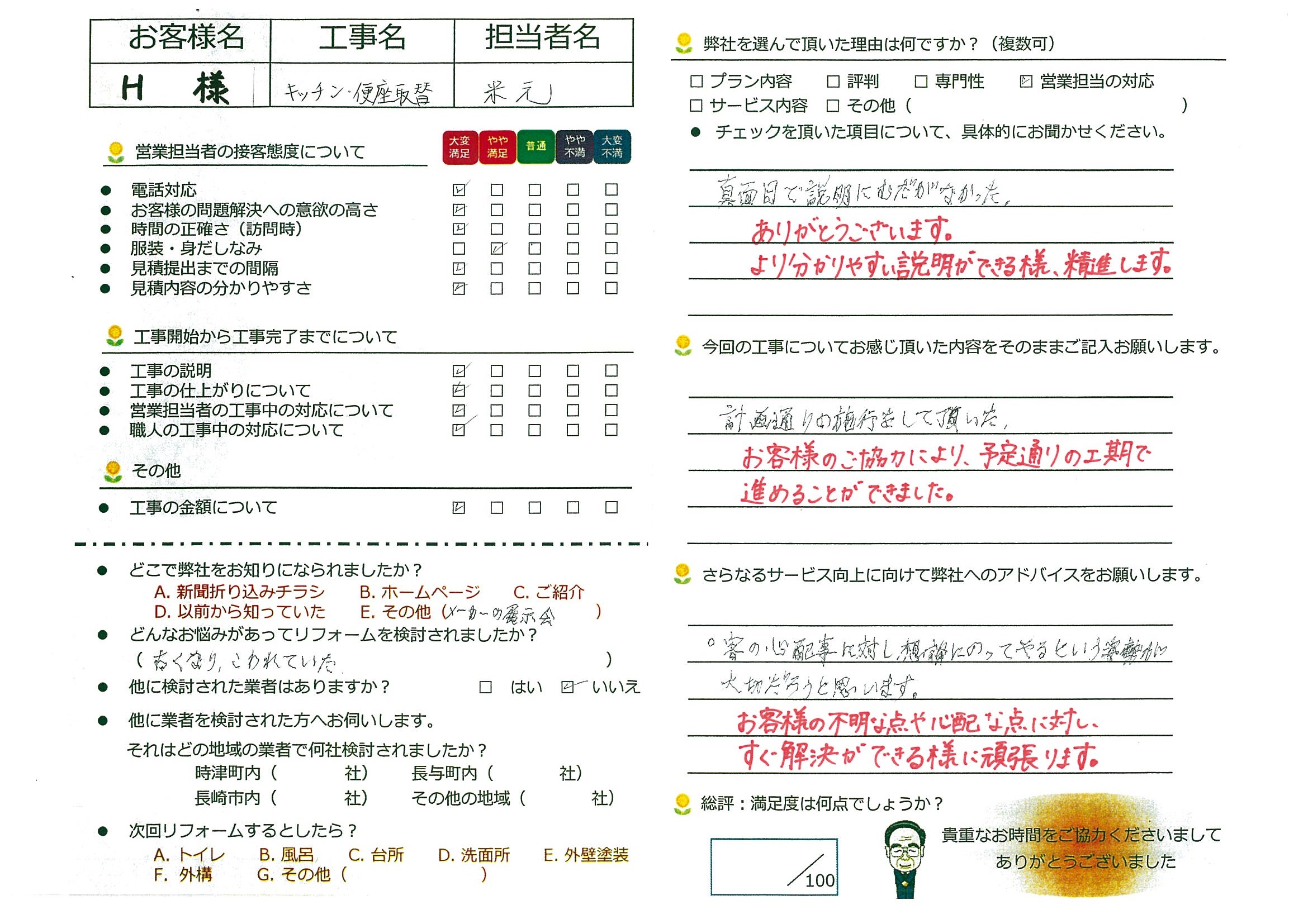 長崎市　Ｈ様邸　キッチン・便座取替