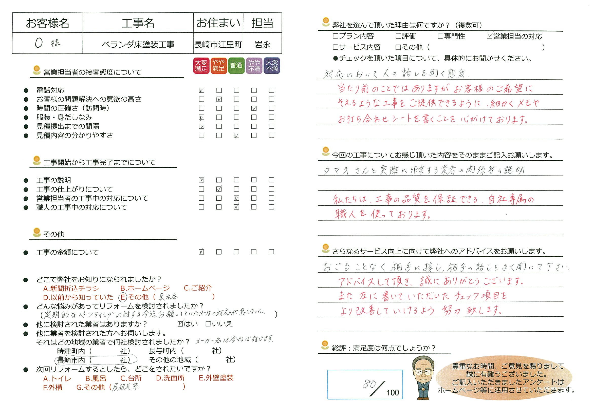 長崎市　O様邸　ベランダ床塗装工事