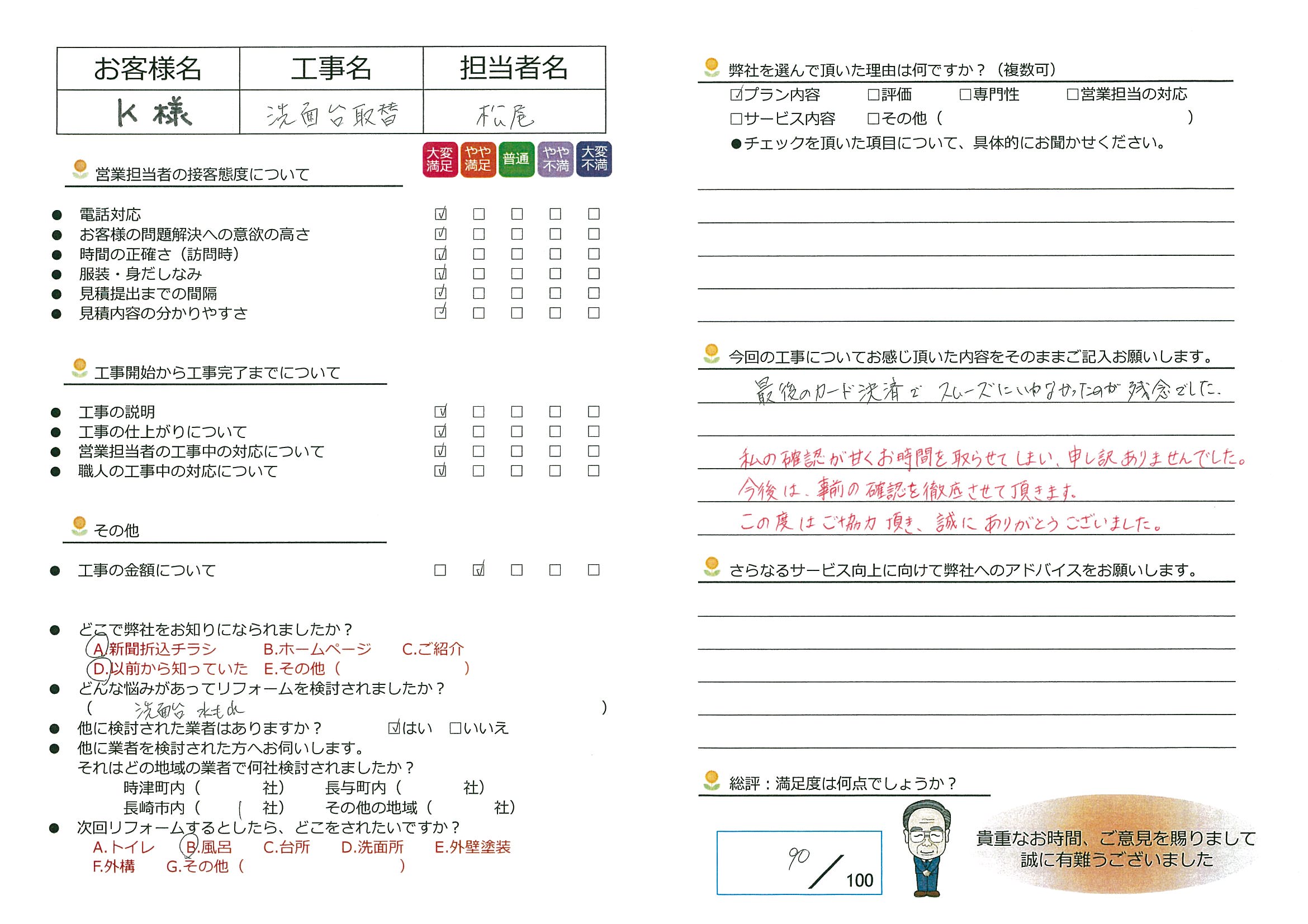 長崎市　K様邸　洗面台取替