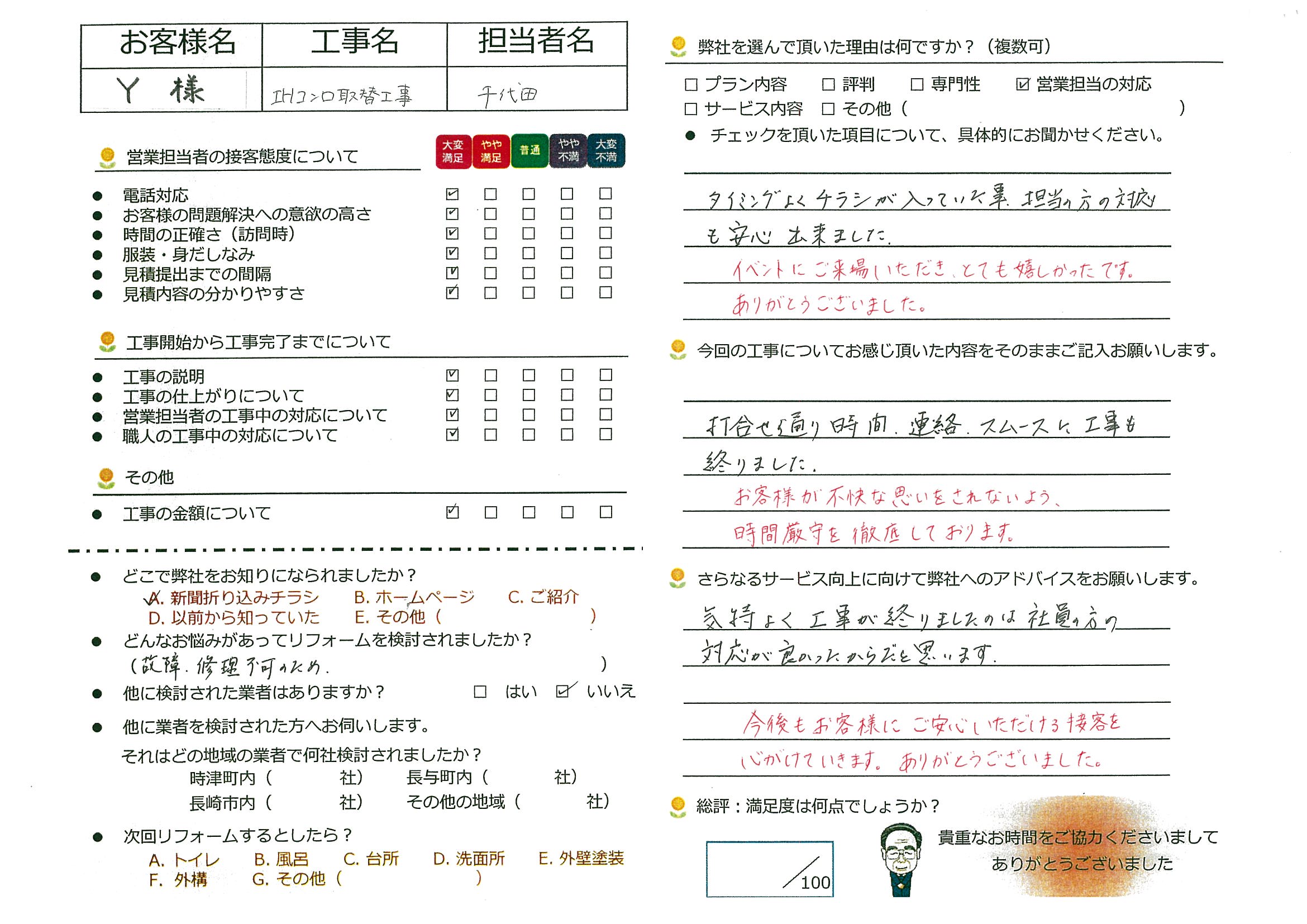 長崎市　Y様邸　IHコンロ取替工事