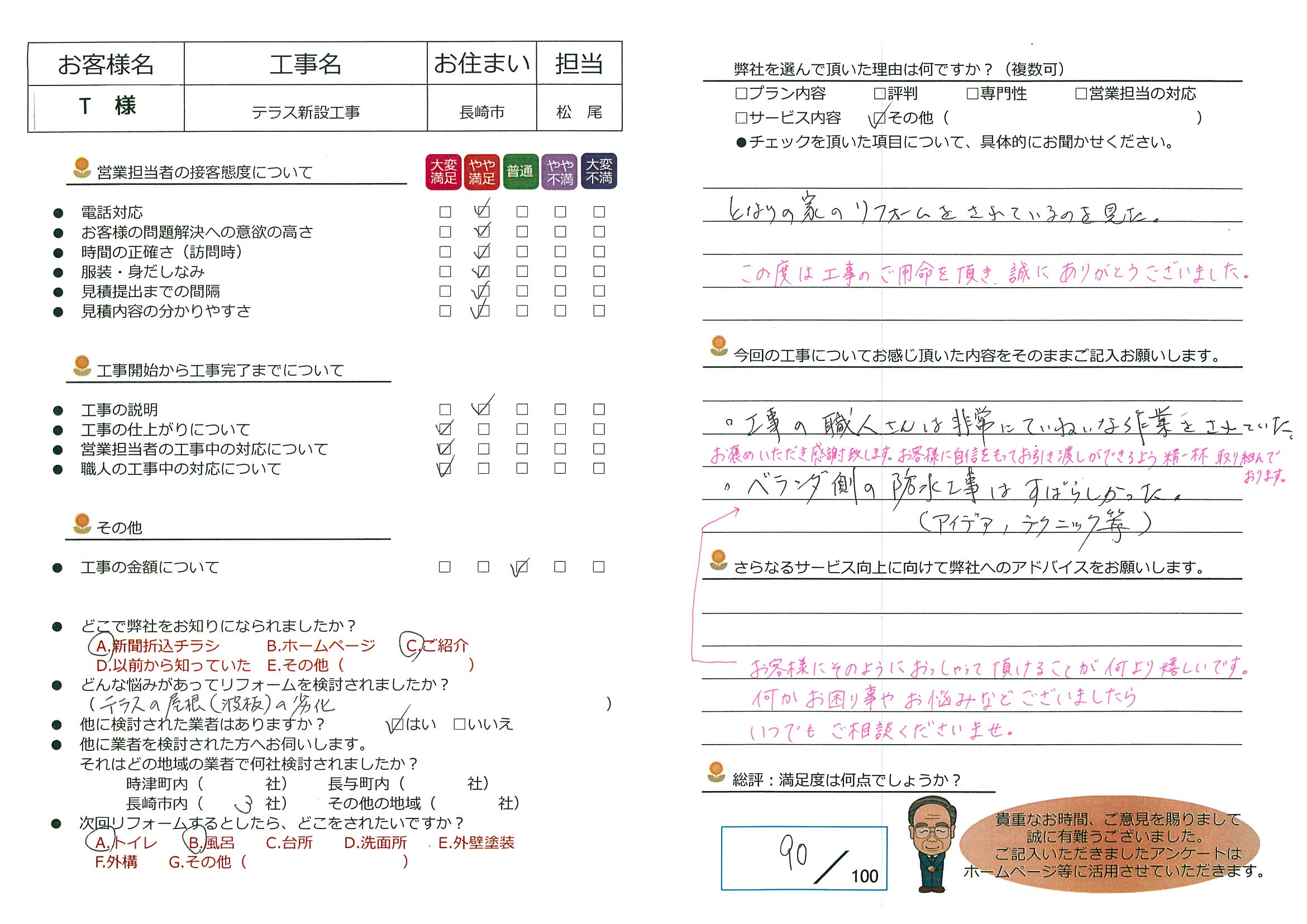 長崎市　T様邸　テラス新設工事