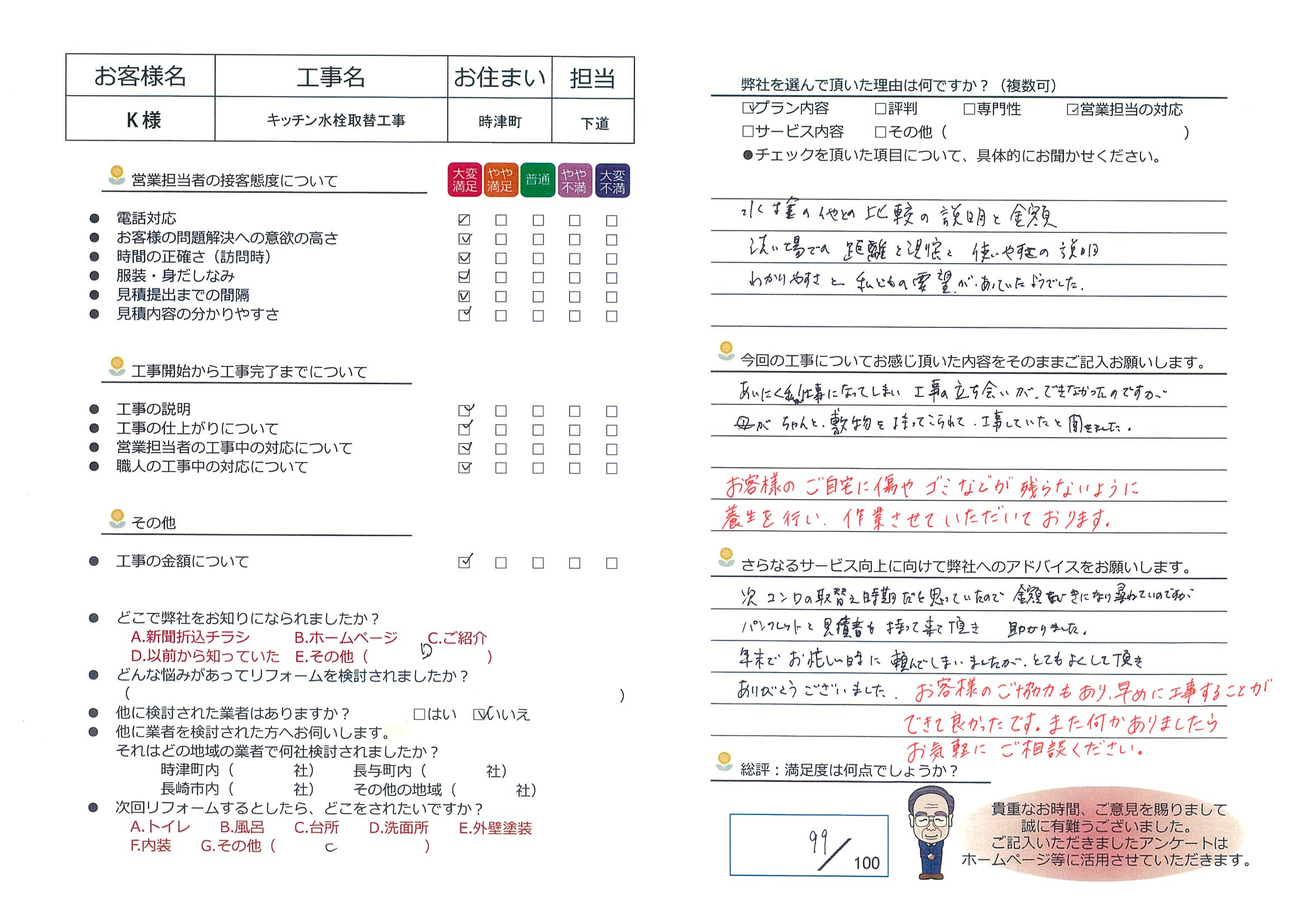 時津町 K様邸 キッチン水栓取替