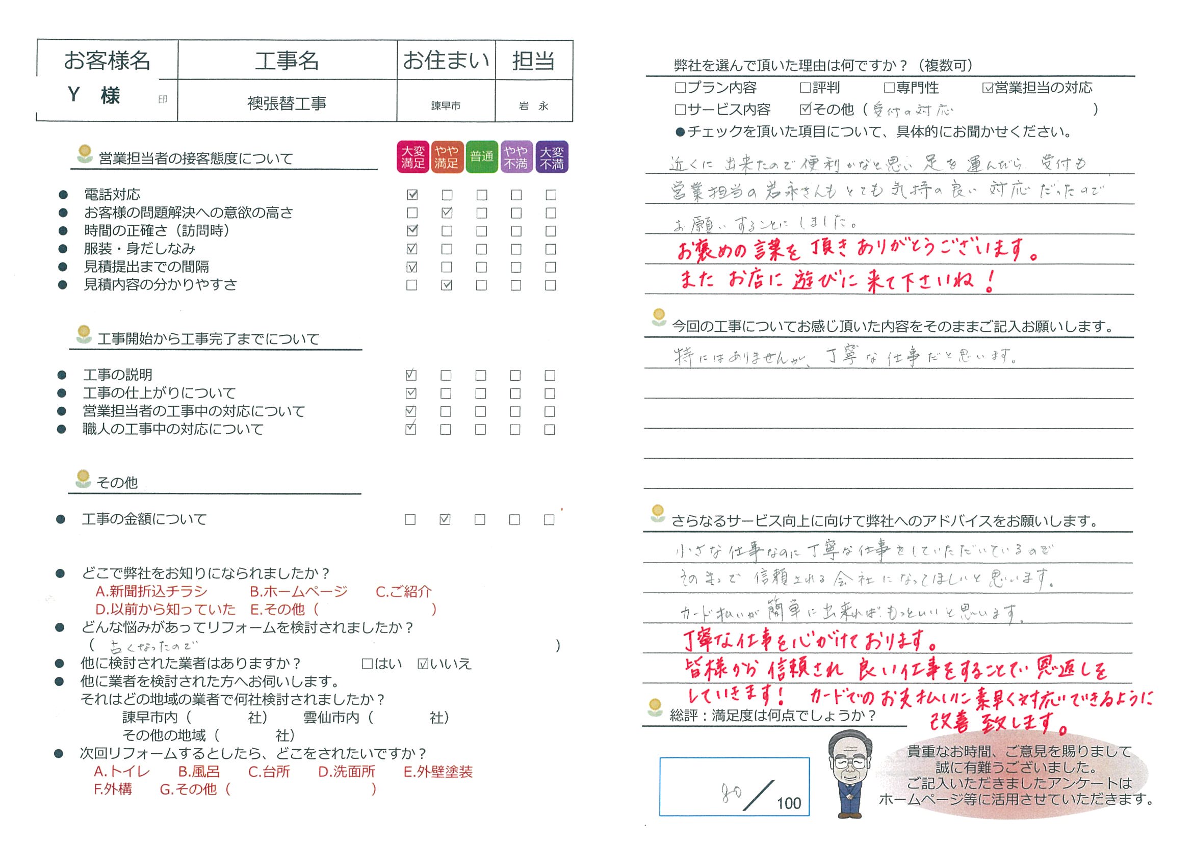 諫早市　Y様邸　襖張替工事