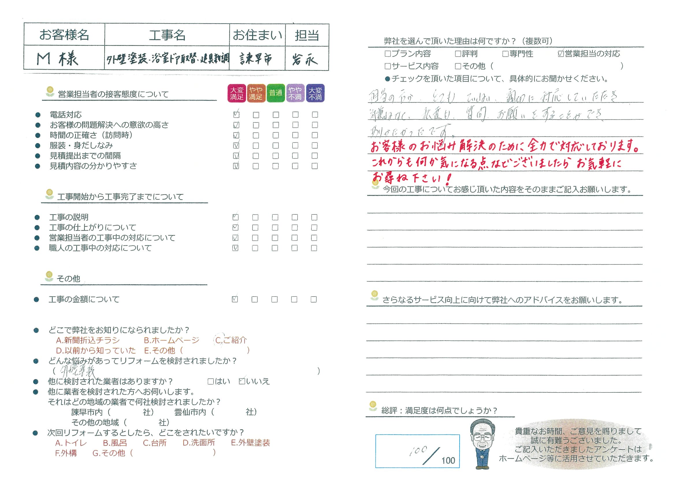 諫早市　M様邸　外壁塗装・浴室ドア取替・建具新調