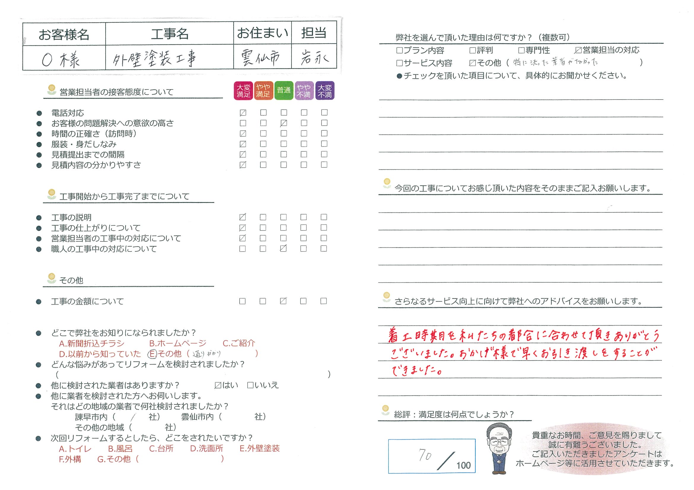 雲仙市　O様邸　外壁塗装工事