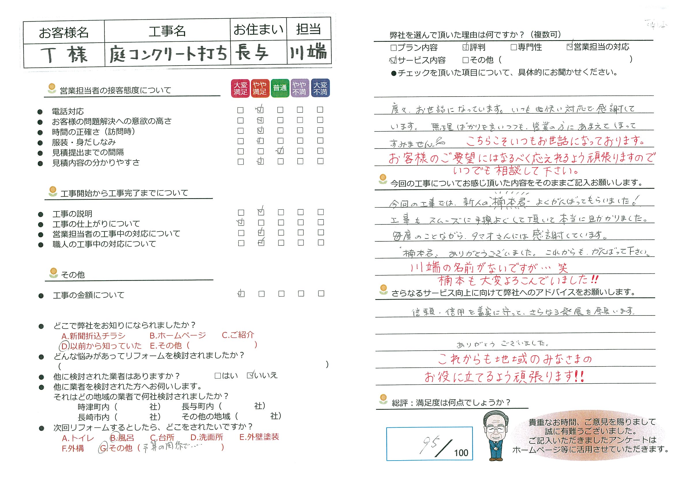 長与　T様邸　庭コンクリート打ち