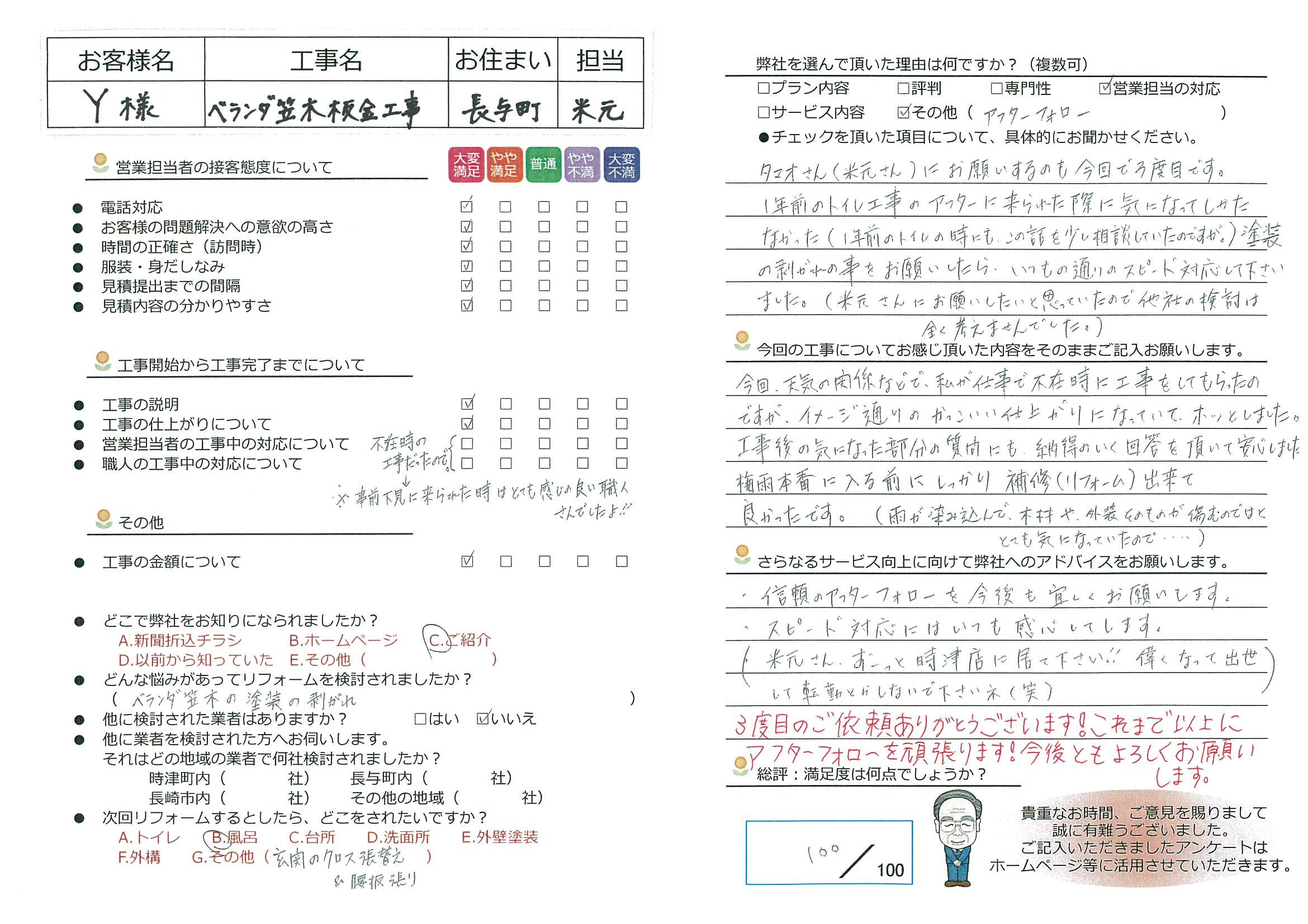 長与町　Y様邸　ベランダ笠木板金工事