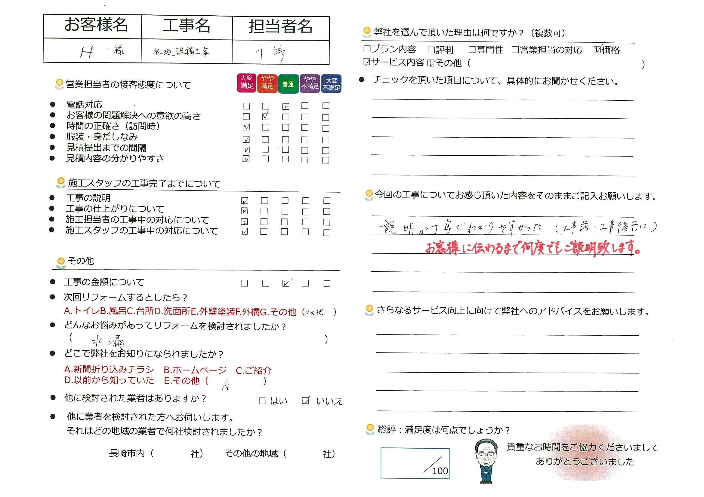 長崎市　Ｈ様邸　水廻り設備工事