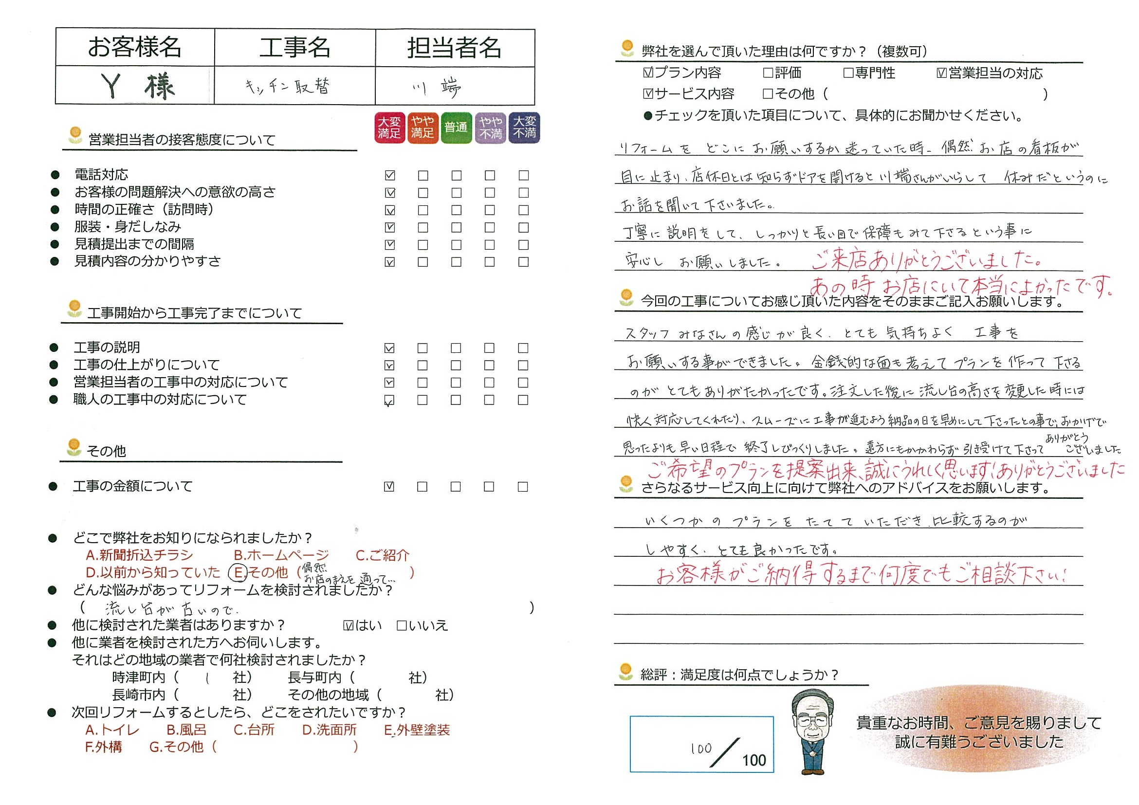 長崎市　Y様邸　キッチン取替