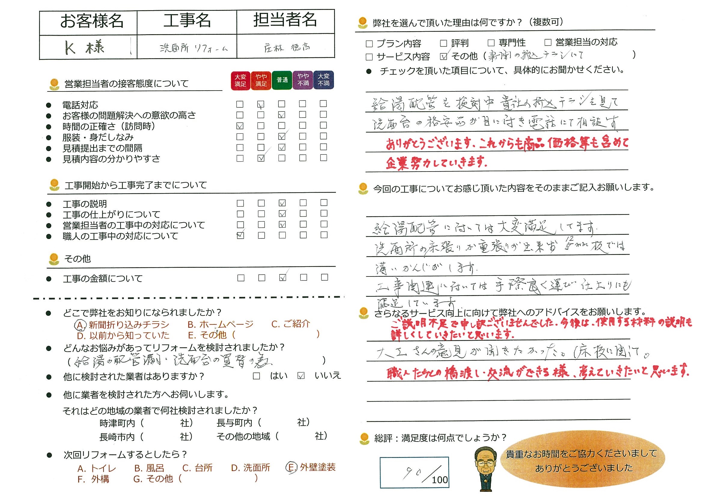 長崎市　K様邸　洗面所リフォーム