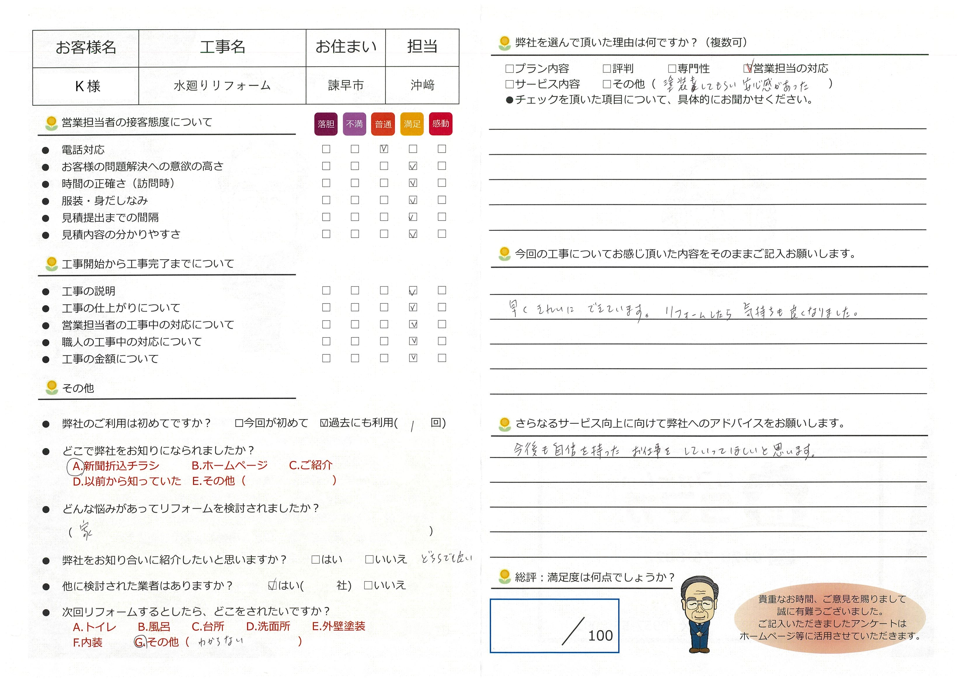 諫早市　Ｋ様邸　水廻りリフォーム