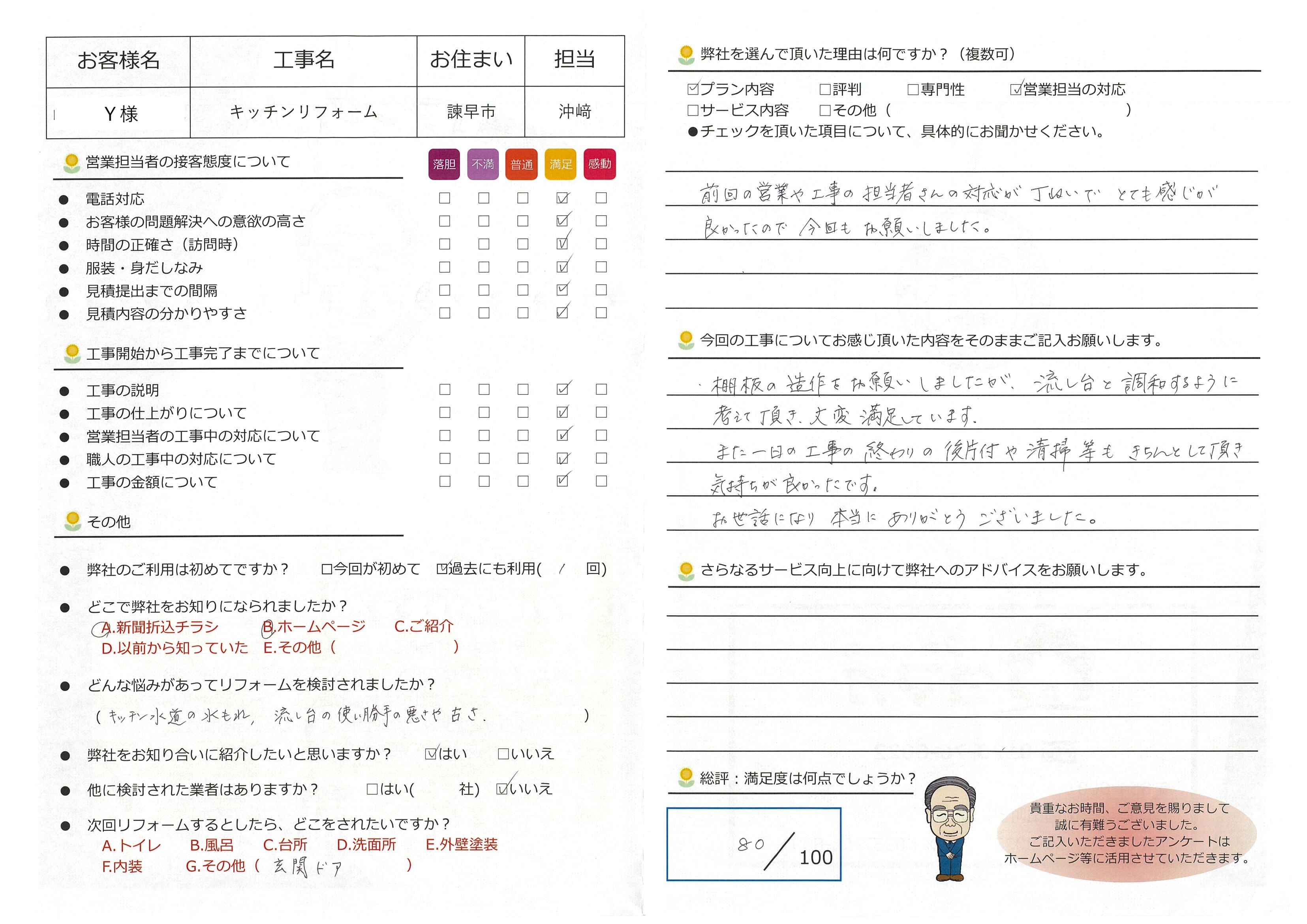 諫早市　Ｙ様邸　キッチンリフォーム