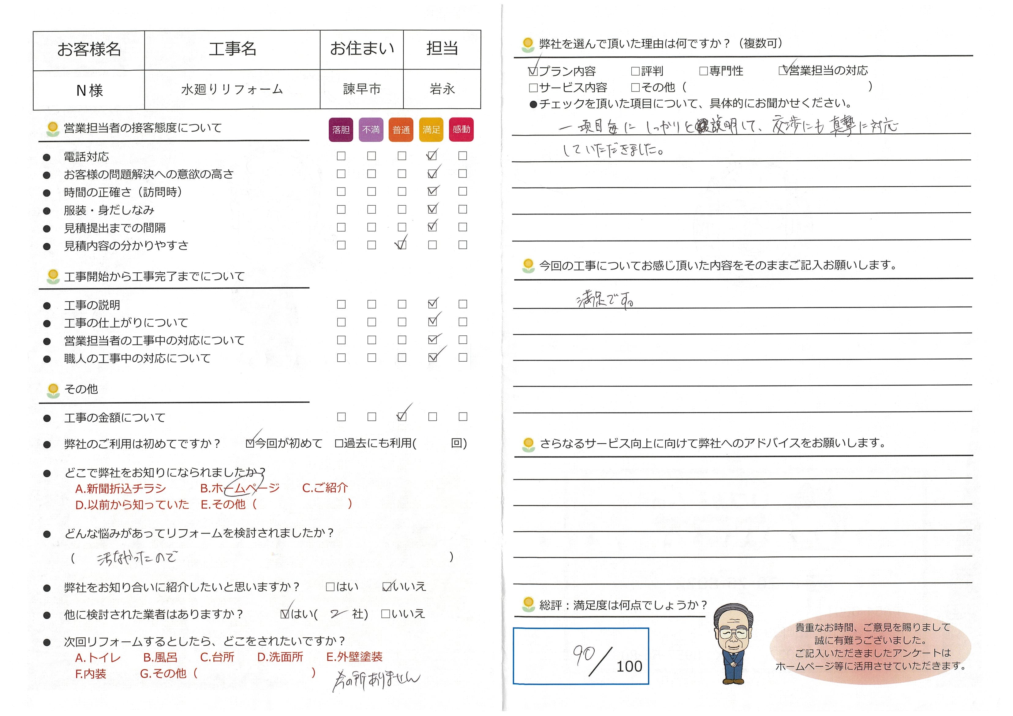 諫早市　Ｎ様邸　水廻りリフォーム