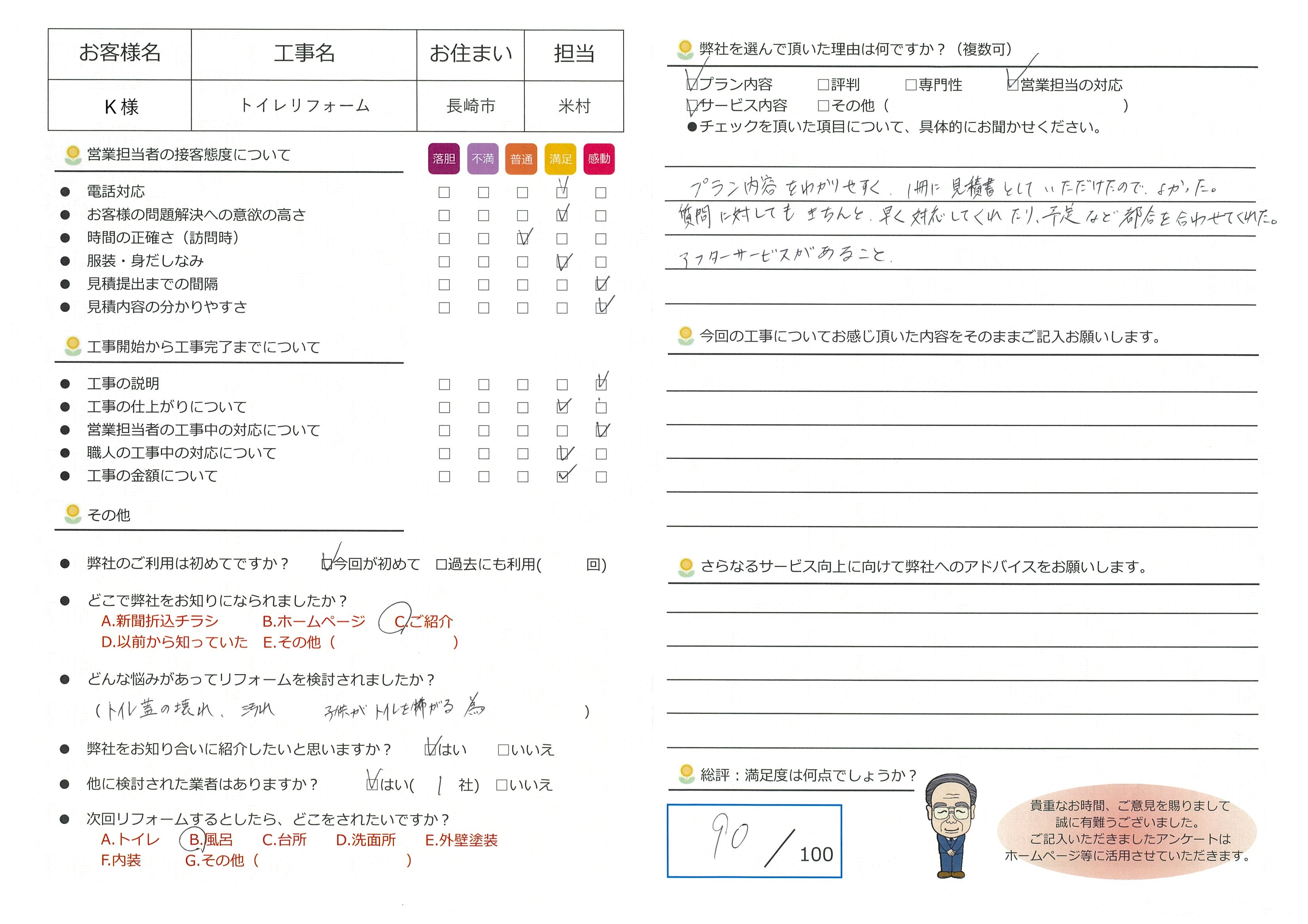 長崎市　Ｋ様邸　トイレリフォーム