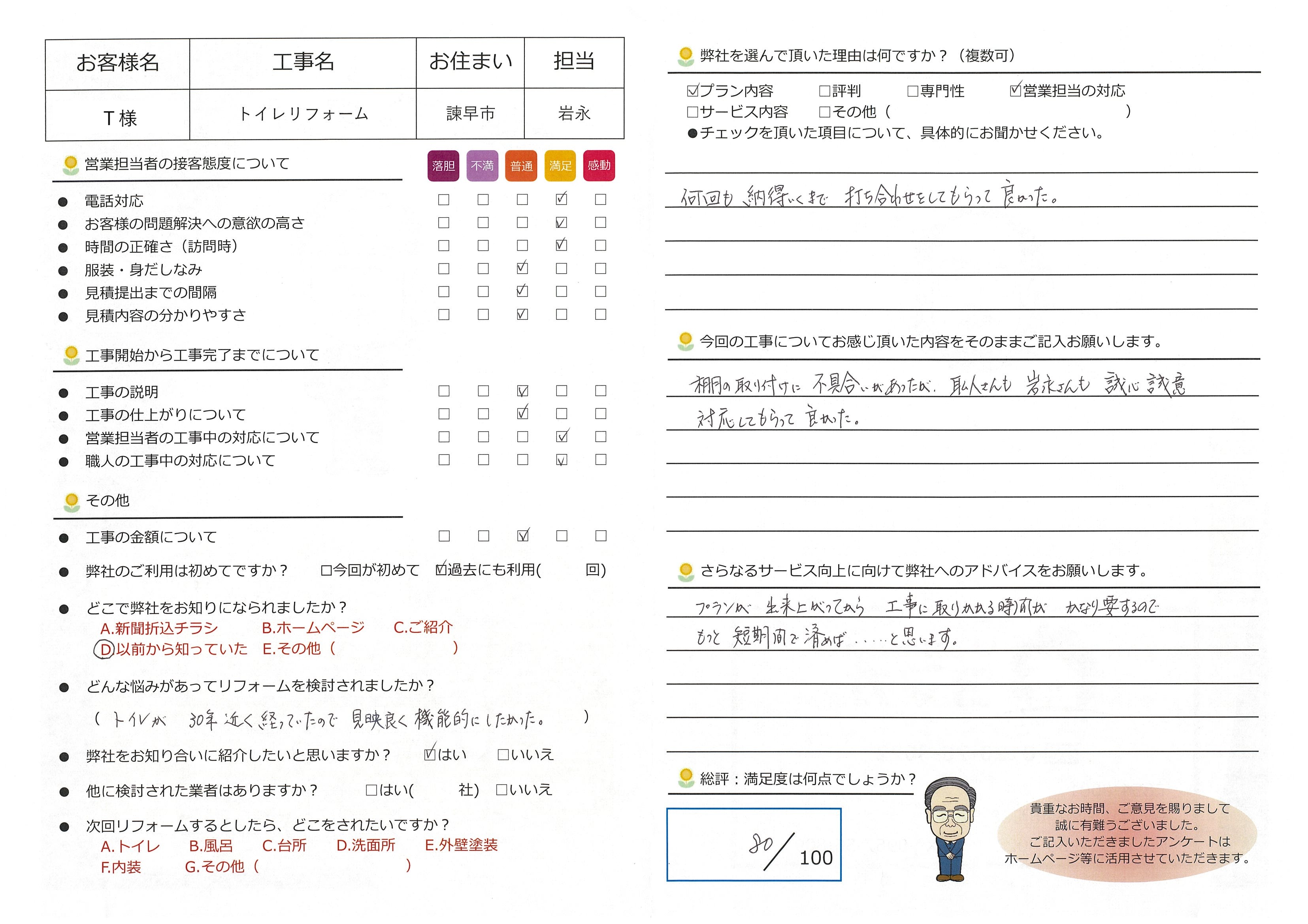 諫早市　Ｔ様邸　トイレリフォーム