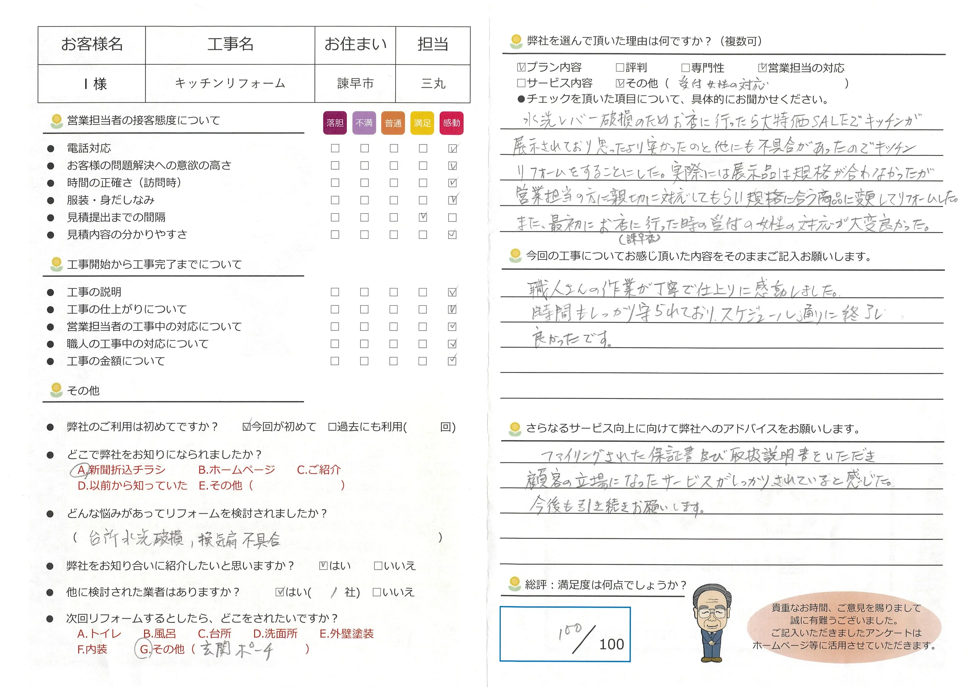 諫早市　Ｉ様邸　キッチンリフォーム